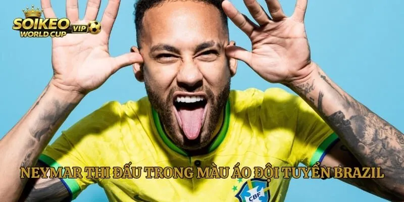 Neymar thi đấu trong màu áo đội tuyển Brazil rực rỡ